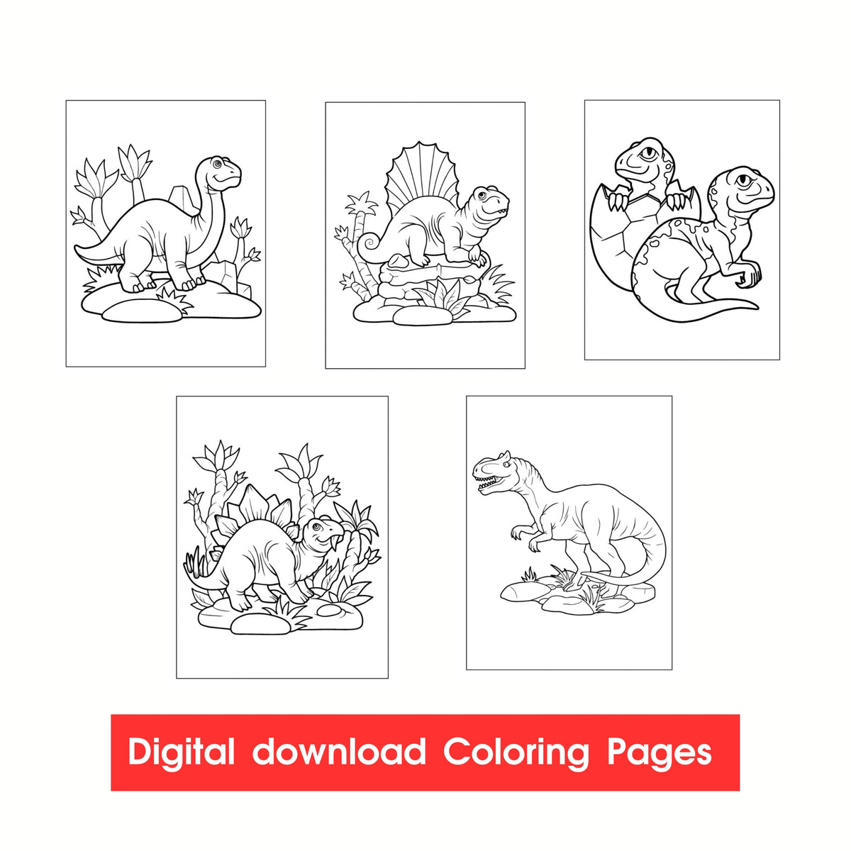 Dinosaurs 20 Coloring Pages Printable PDF pages Dinosaurs Activities