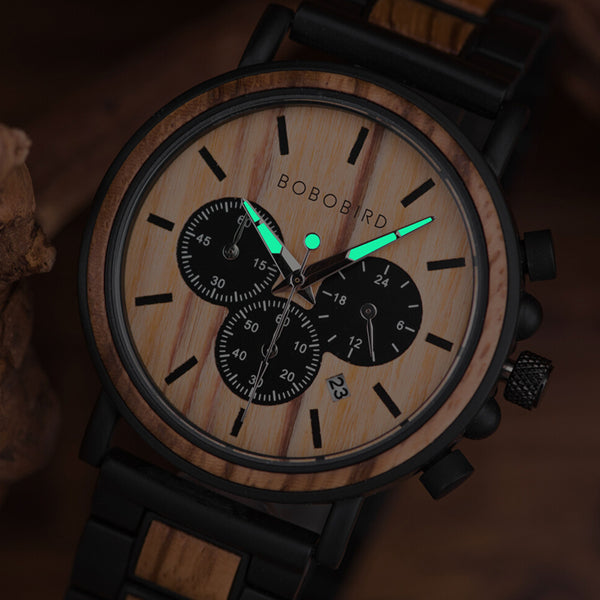 Wood Watch, Man Watch, Luxury, wood Men Watch, Quartz, Relogio Masculino, Wrist watches, wood color, Luminous, Chronograph, GP009