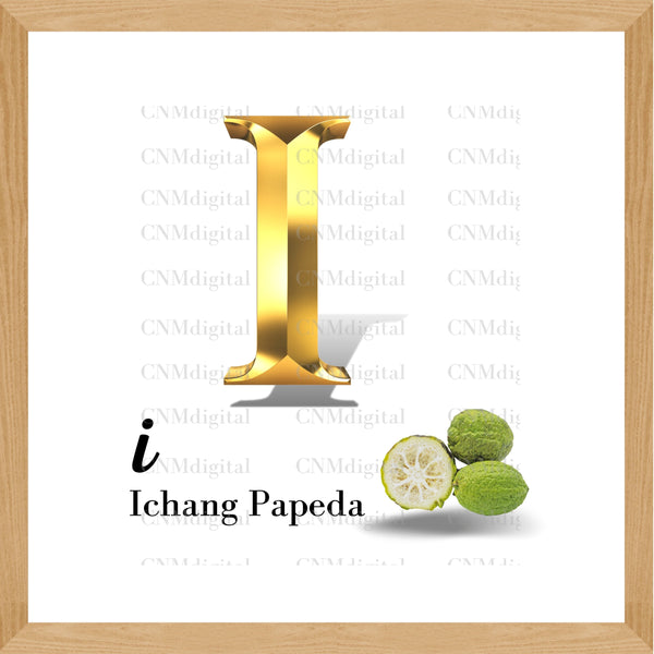 Gold letters fruits, LATTER - I  Gold color letters, including ICHANG PAPEDA fruit, English alphabet letters, including ICHANG PAPEDA fruit, Instant Download. PNG file, clipart, Transparent, Not Font.