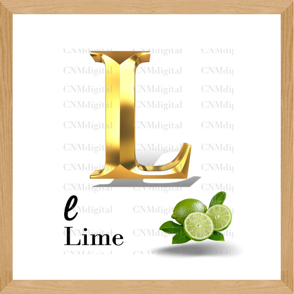 Gold letters fruits, LATTER - K Gold color letters, including KIWI fruit, English alphabet letters, including KIWI fruit, Instant Download. PNG file, clipart, Transparent, Not Font.