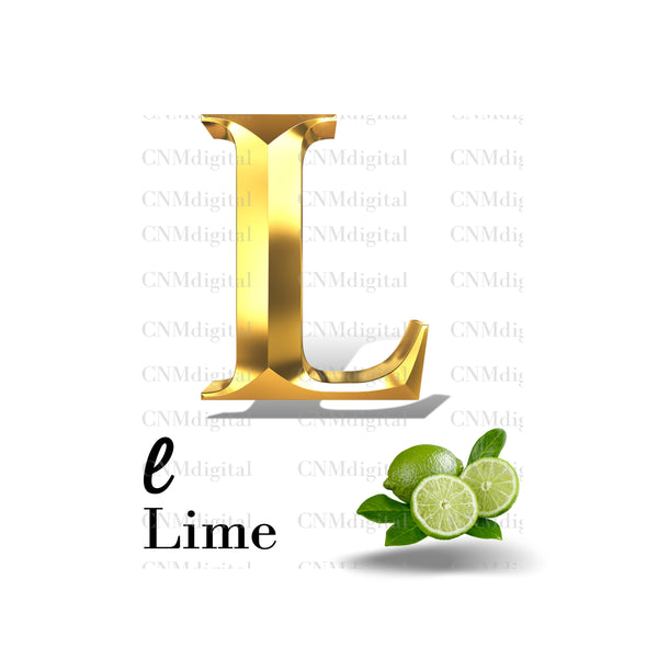 Gold letters fruits, LATTER - K Gold color letters, including KIWI fruit, English alphabet letters, including KIWI fruit, Instant Download. PNG file, clipart, Transparent, Not Font.