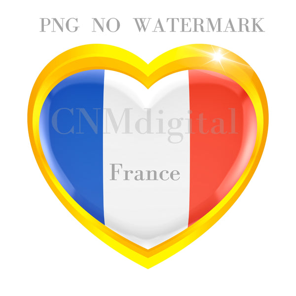 France flag country, Instant Download, digital file flags, Heart shaped, France Nation flag, France European country, World Clip Art, national flags, Flags collection High Quality Transparent PNG file ready to print.