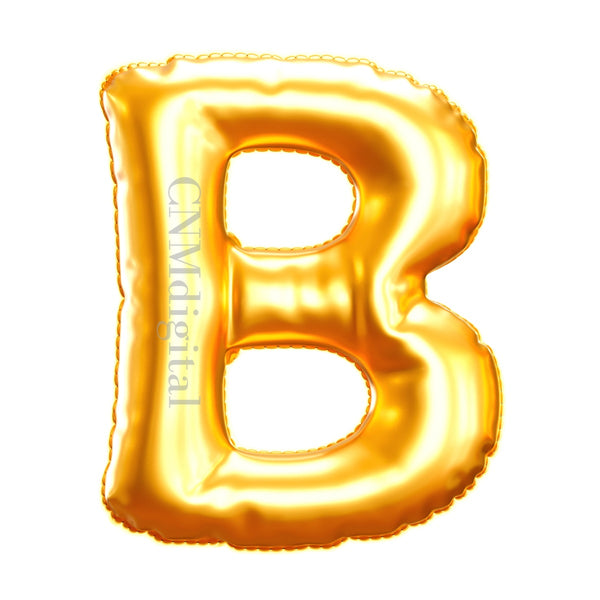 Gold foil balloons letters, English alphabet, Instant Download, Digital file, clipart, Transparent, B-letter, PNG graphics, clipart letters,