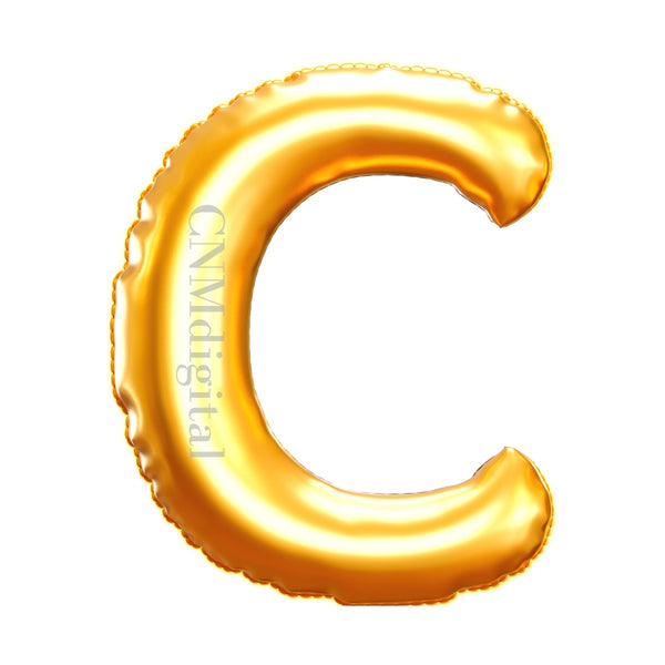 Gold foil balloons letters, English alphabet, Instant Download, Digital file, clipart, Transparent, C-letter, PNG graphics, clipart letters,