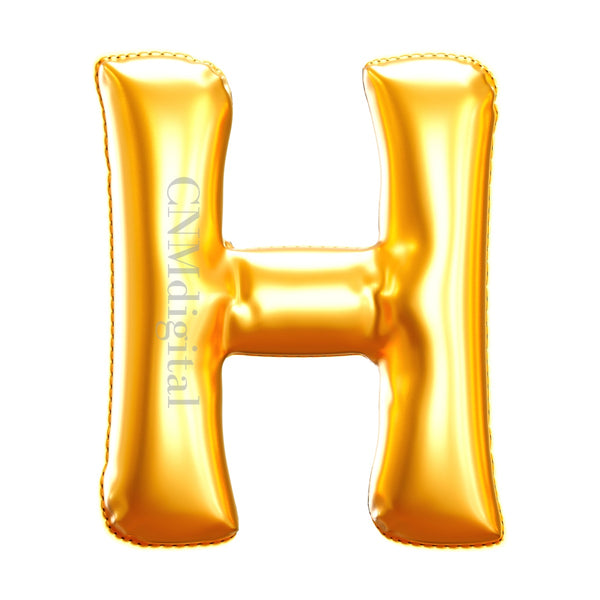 Gold foil balloons letters, English alphabet, Instant Download, Digital file, clipart, Transparent, H-letter, PNG graphics, clipart letters,