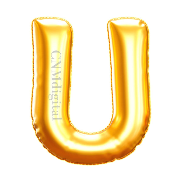 Gold foil balloons letters, English alphabet, Instant Download, Digital file, clipart, Transparent, U-letter, PNG graphics, clipart letters,