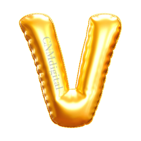 Gold foil balloons letters, English alphabet, Instant Download, Digital file, clipart, Transparent, V-letter, PNG graphics, clipart letters,