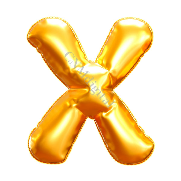 Gold foil balloons letters, English alphabet, Instant Download, Digital file, clipart, Transparent, X-letter, PNG graphics, clipart letters,