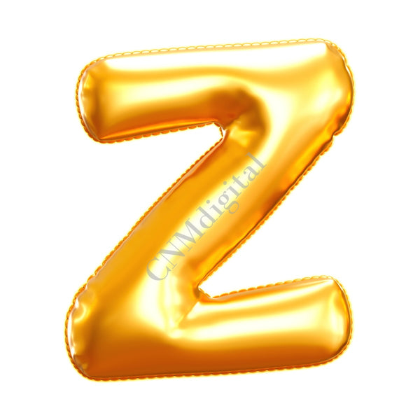 Gold foil balloons letters, English alphabet, Instant Download, Digital file, clipart, Transparent, Z-letter, PNG graphics, clipart letters,
