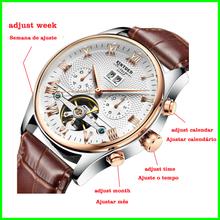 Men Watch Skeleton Tourbillon Mechanical Automatic Classic Leather Model : JYD-J1012