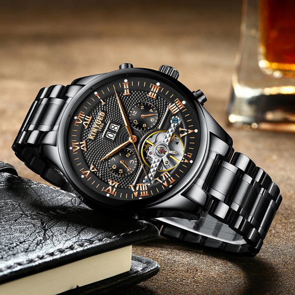 Men watch Waterproof Flying Tourbillon Mechanical Water Resistant,Complete Calendar,