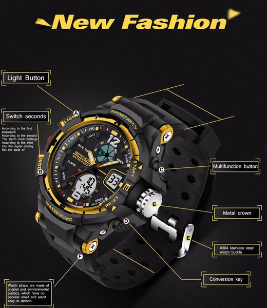 Sport Diving Watch Man LED Quartz Wrist Watches Man Top Brand Luxury SANDA