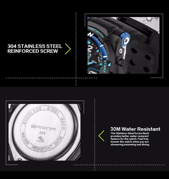 Sport Diving Watch Man LED Quartz Wrist Watches Man Top Brand Luxury SANDA