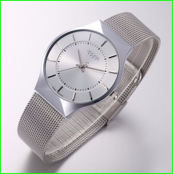 Women Watch Ultra Thin Stainless Steel Band Analog Display Quartz Top Brand Julius Luxury