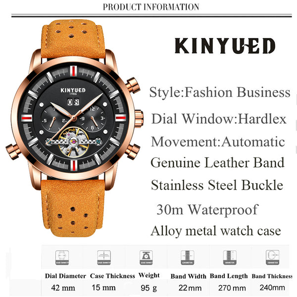 Men Watch Top Brand Automatic Mechanical water Resistant, Model :JYD-J019