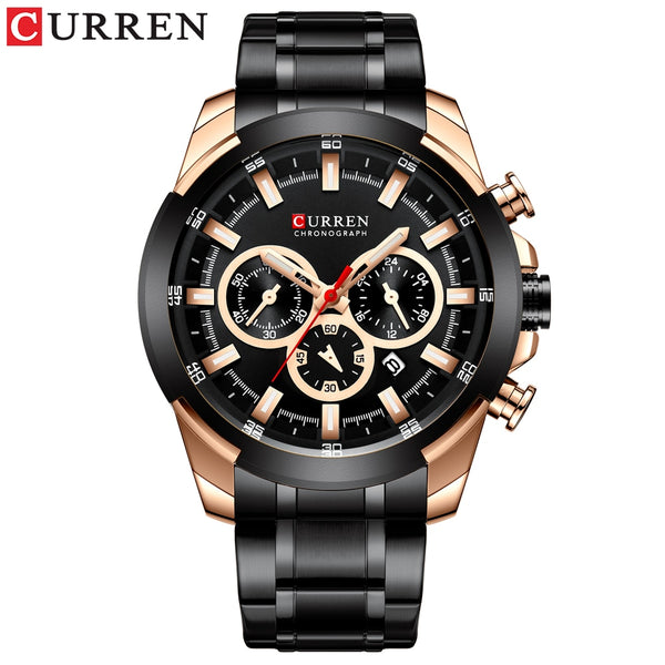 CURREN Men’s Watches Top Brand Big Sport Watch Luxury Men Military Steel Quartz Wrist Watches Chronograph Gold Design Male Clock NMG5101
