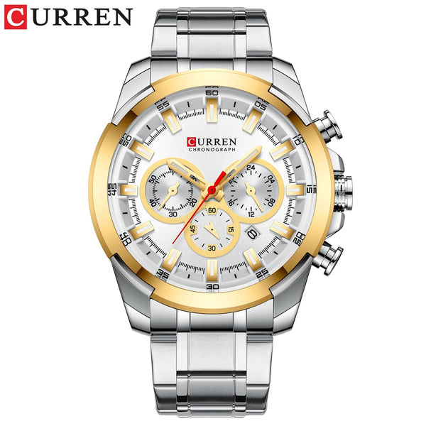 CURREN Men’s Watches Top Brand Big Sport Watch Luxury Men Military Steel Quartz Wrist Watches Chronograph Gold Design Male Clock NMG5101