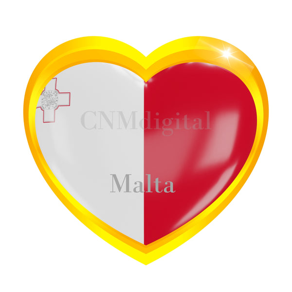 Malta flag country, Instant Download, digital file flags, Heart shaped, Malta Nation flag, Malta European country, World Clip Art, national flags, Flags collection High Quality Transparent PNG file ready to print.
