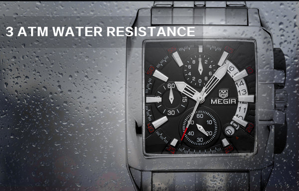 Men Watch Square Stainless steel Quartz Luxury Chronograph Relogios Model Number: MG2018