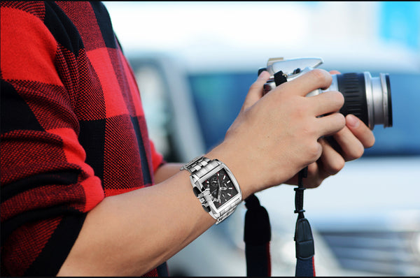 Men Watch Square Stainless steel Quartz Luxury Chronograph Relogios Model Number: MG2018