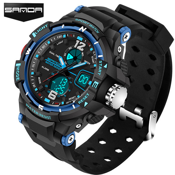 Sport Diving Watch Man LED Quartz Wrist Watches Man Top Brand Luxury SANDA