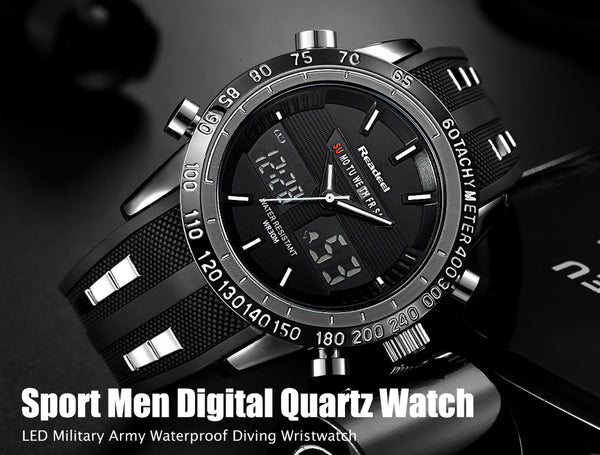Men Watch Sport military waterproof LED quartz Relogio Model : 5885854-black