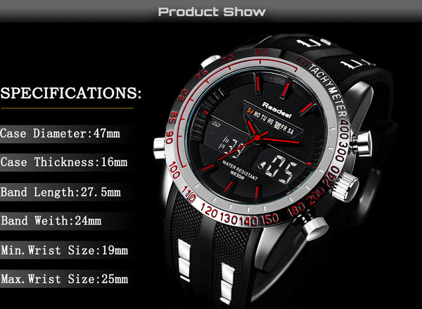 Men Watch Sport military waterproof LED quartz Relogio Model : 5885854-black