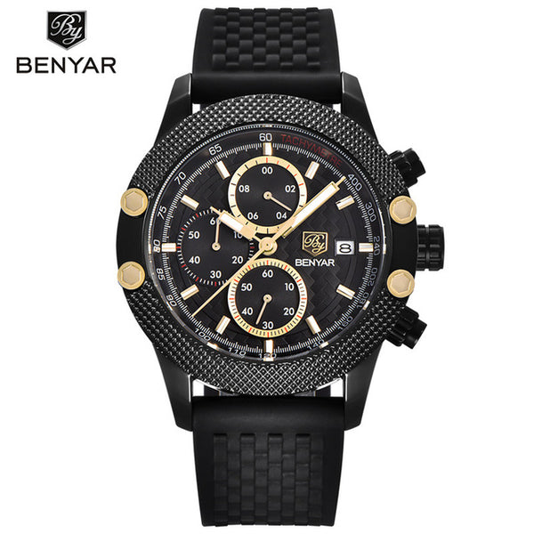 Men Watch Sport Chronograph Stainless Steel Waterproof Quartz Model Number: BY-5109-1M