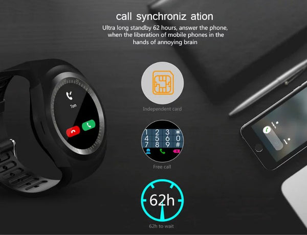 Smart watch 696 Bluetooth Y1 Relogio Support SIM Card for Android Phone, Including battery, TF Camera. model #  MTK6261
