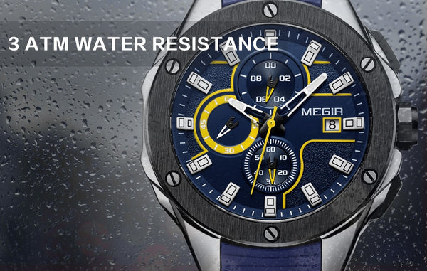 Men Sport Watch Chronograph Silicone Strap Quartz Army Military Model Number: 2053