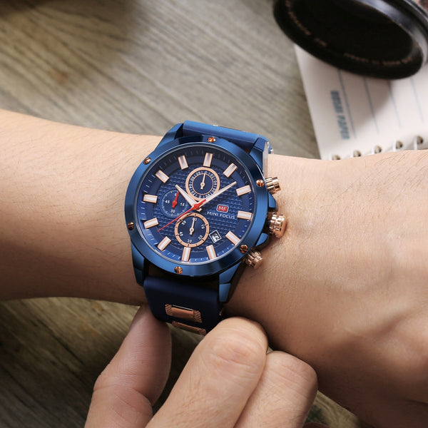 Chronograph Men Watch Sport Quartz Silicone Strap Military Model : MF0089G