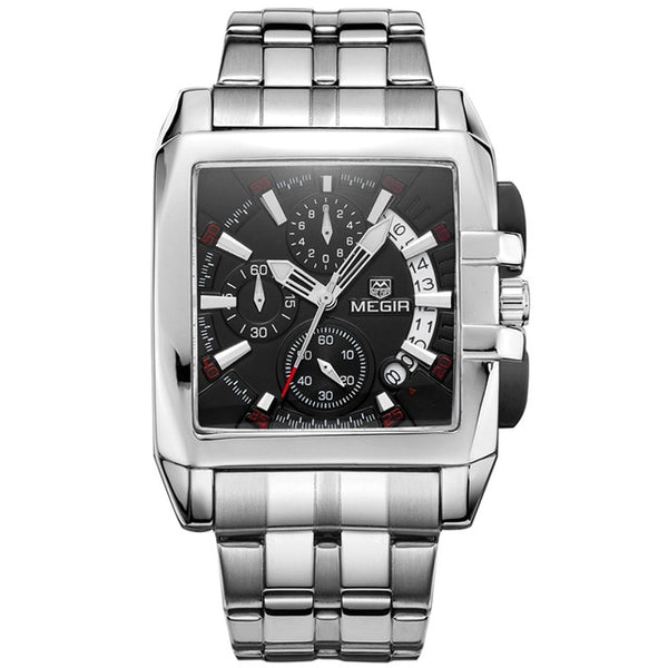 Men Watch Square Stainless steel Quartz Luxury Chronograph Relogios Model Number: MG2018