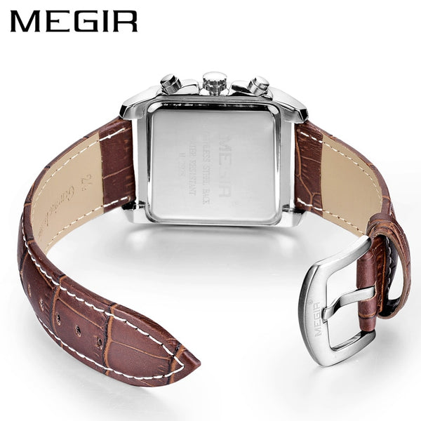 Men Watch luxury Quartz Chronograph Stainless Steel Military, Leather Wristwatch. Model # 2028
