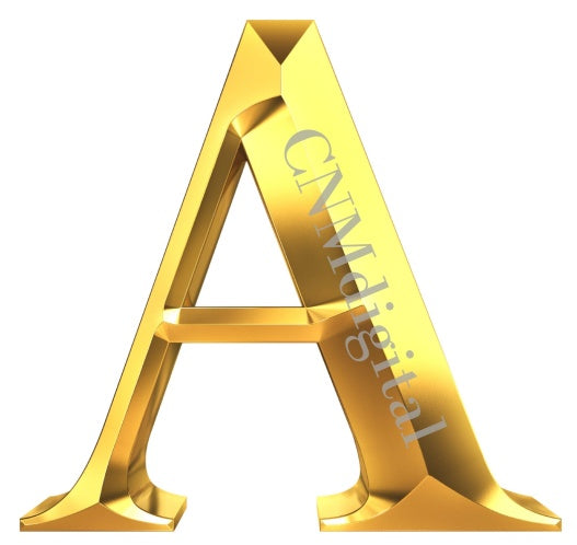 Gold letters, English alphabet,