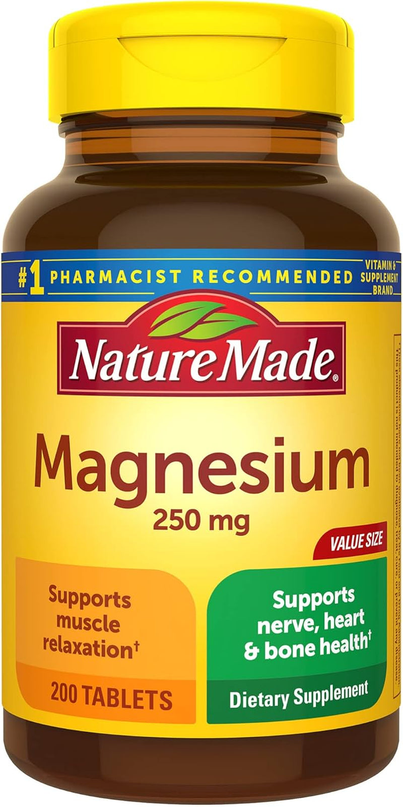 Magnesium Oxide 250 Mg, Magnesium Supplement for Muscle, Heart, Bone and Nerve Health Support, 200 Tablets, 200 Day Supply