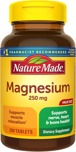 Magnesium Oxide 250 Mg, Magnesium Supplement for Muscle, Heart, Bone and Nerve Health Support, 200 Tablets, 200 Day Supply