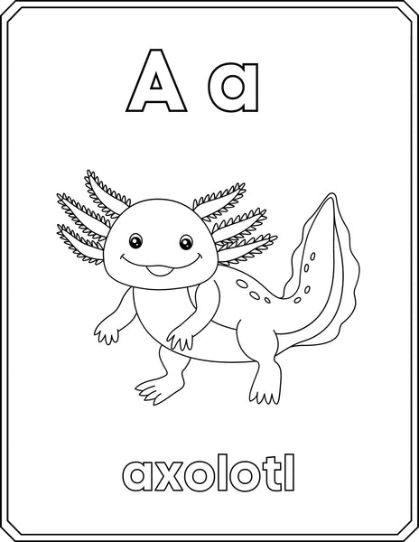 Animal Alphabet 27 Coloring Pages, Printable PDF pages, Animal Alphabet Activities, Animal Alphabet kids Coloring pages, Digital download.