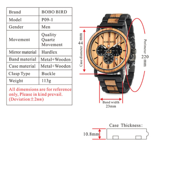 Wood Watch, Man Watch, Luxury, wood Men Watch, Quartz, Relogio Masculino, Wrist watches, wood color, Luminous, Chronograph, GP009