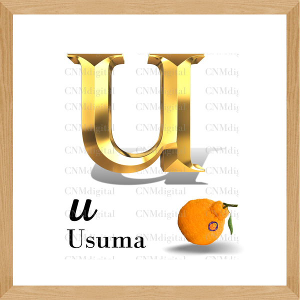 Gold letters fruits, LATTER - U Gold color letters, including USUMA fruit, English alphabet letters, including USUMA fruit, Instant Download. PNG file, clipart, Transparent, Not Font.