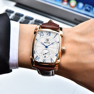Rectangle men watch top luxury: Classic Quartz fashion casual Wristwatchesle Model Number: BY-5114Mblack
