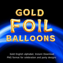 Gold foil balloons letters, English alphabet, Instant Download, Digital file, clipart, Transparent, O-letter, PNG graphics, clipart letters,