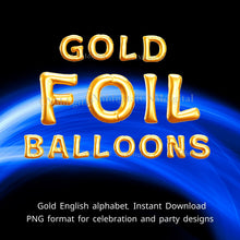 Gold foil balloons letters, English alphabet, Instant Download, Digital file, clipart, Transparent, Q-letter, PNG graphics, clipart letters,