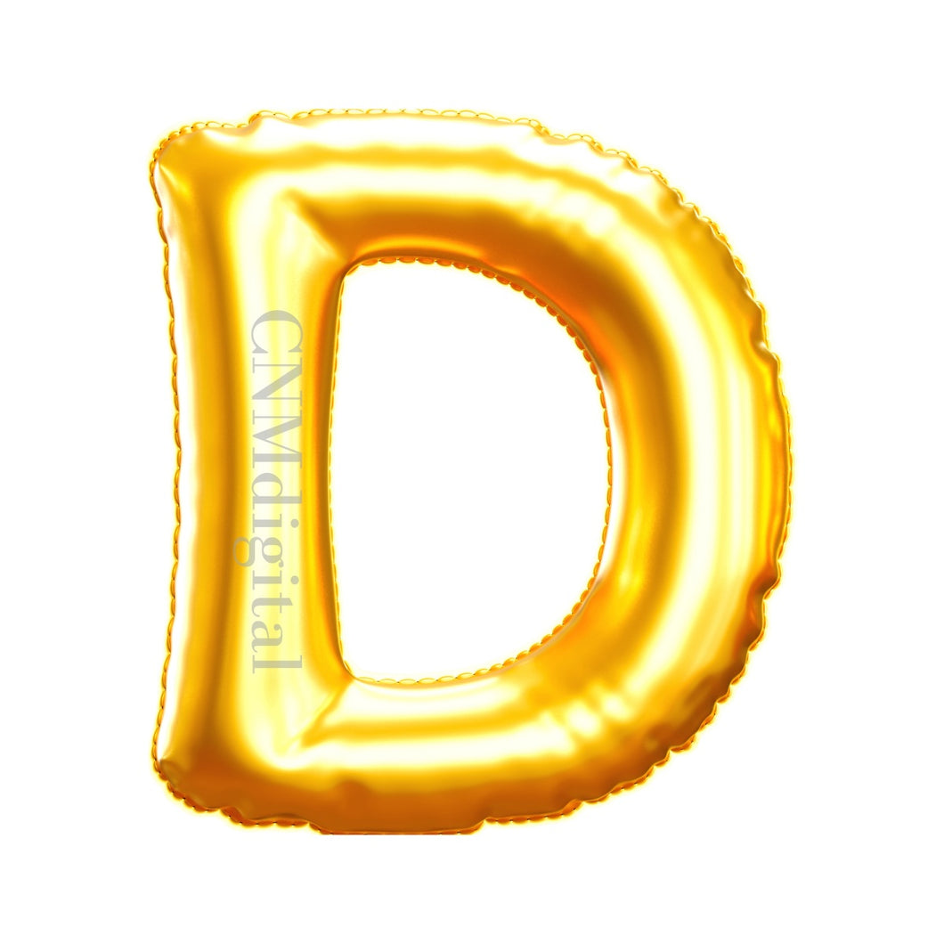 Gold foil balloons letters, English alphabet, Instant Download, Digital file, clipart, Transparent, D-letter, PNG graphics, clipart letters,