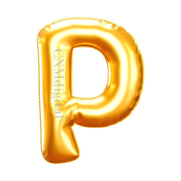 Gold foil balloons letters, English alphabet, Instant Download, Digital file, clipart, Transparent, P-letter, PNG graphics, clipart letters,