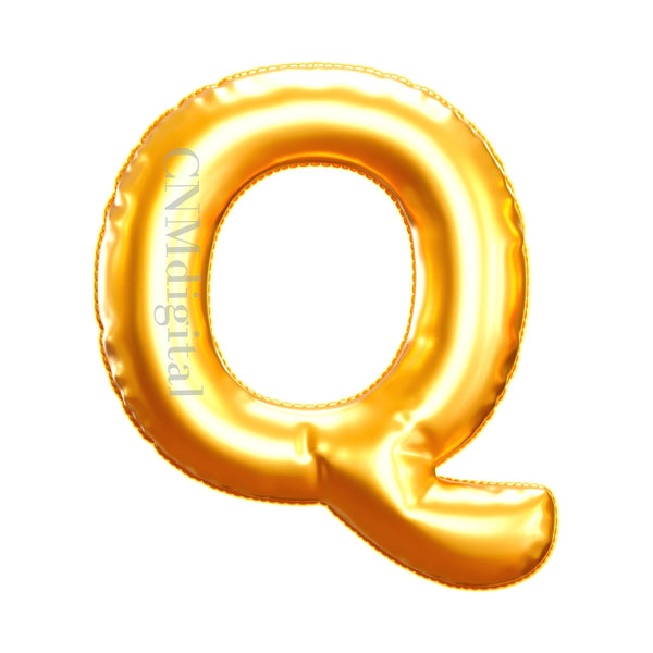 Gold foil balloons letters, English alphabet, Instant Download, Digital file, clipart, Transparent, Q-letter, PNG graphics, clipart letters,