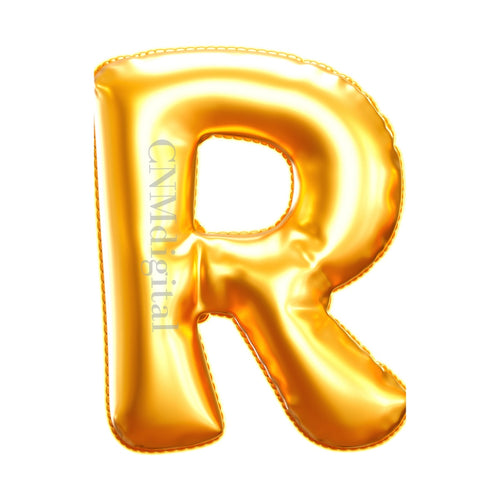 Gold foil balloons letters, English alphabet, Instant Download, Digital file, clipart, Transparent, R-letter, PNG graphics, clipart letters,
