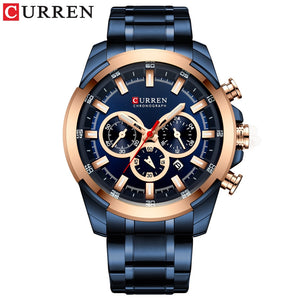 CURREN Men’s Watches Top Brand Big Sport Watch Luxury Men Military Steel Quartz Wrist Watches Chronograph Gold Design Male Clock NMG5101