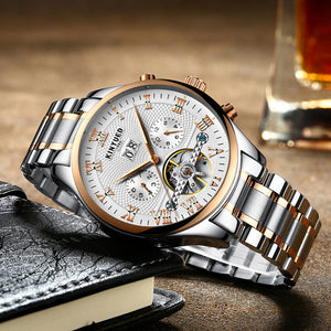Men watch Waterproof Flying Tourbillon Mechanical Water Resistant,Complete Calendar,