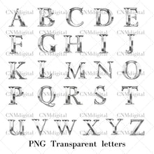 Silver letters, English alphabet, Instant Download Digital PNG file, Transparent, A letter, graphics, Designs  clipart letters,