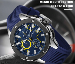Men Sport Watch Chronograph Silicone Strap Quartz Army Military Model Number: 2053